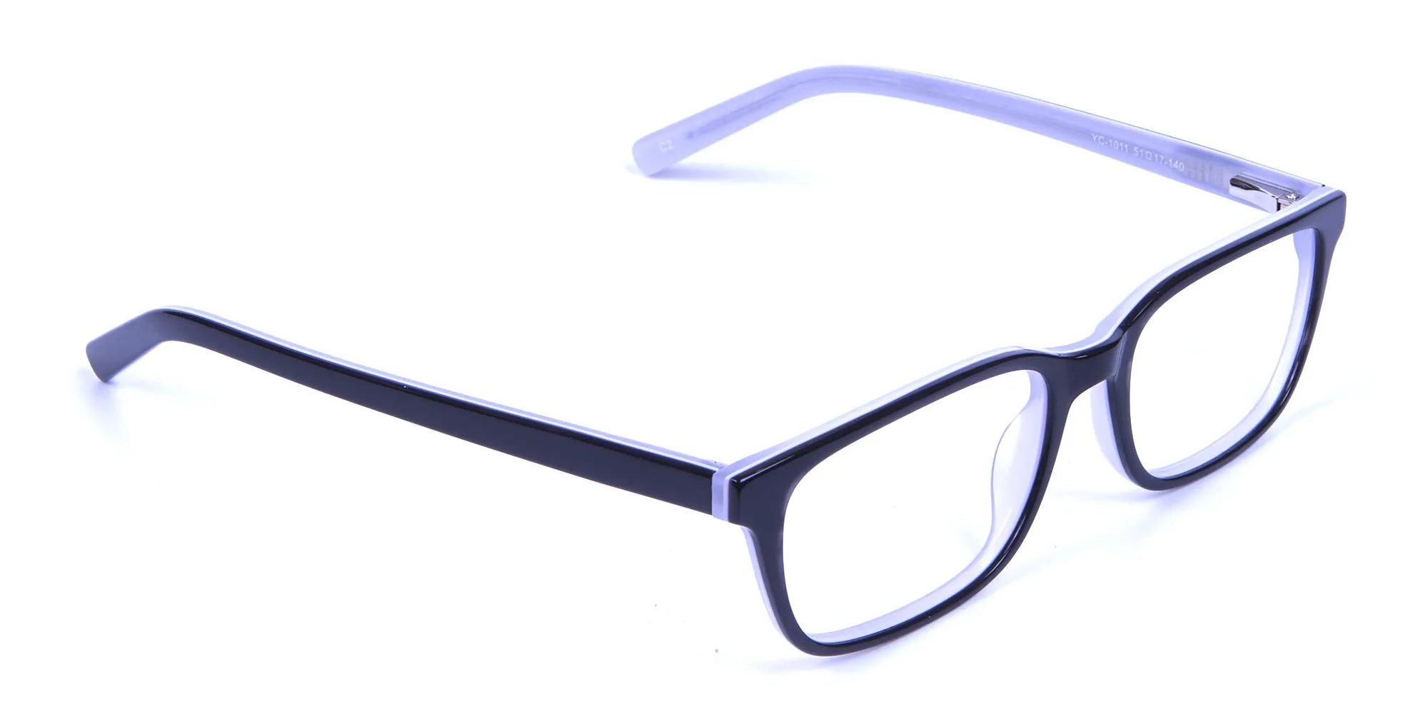 Unisex Black & White Rectangular Glasses - 1