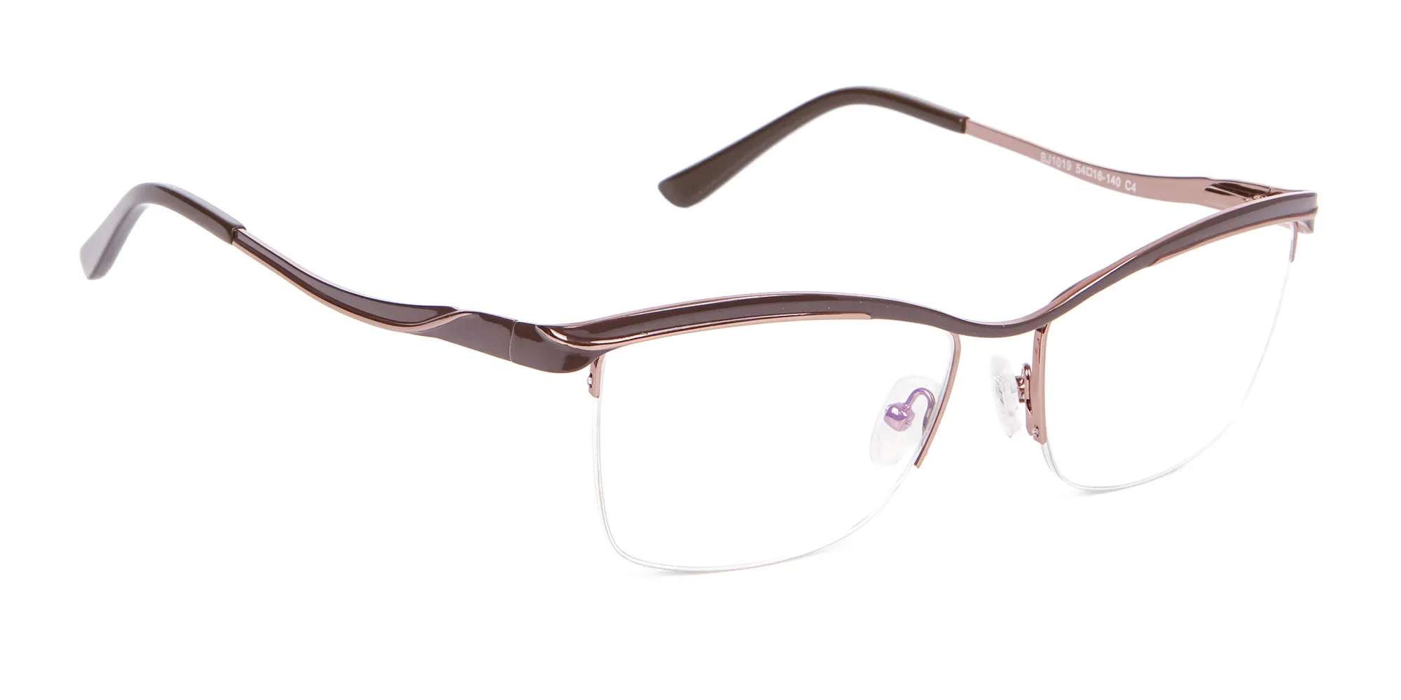 Glossy Brown Browline Half-Rimmed Glasses-2