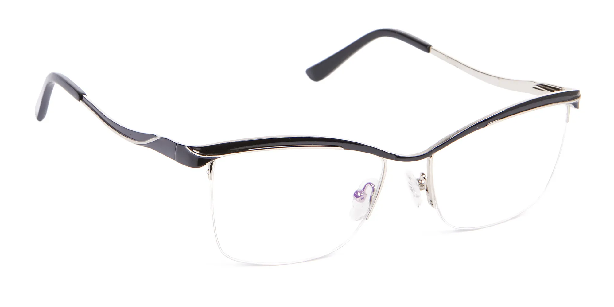 Woman Black Half-Rimmed Designer Glasses UK-2