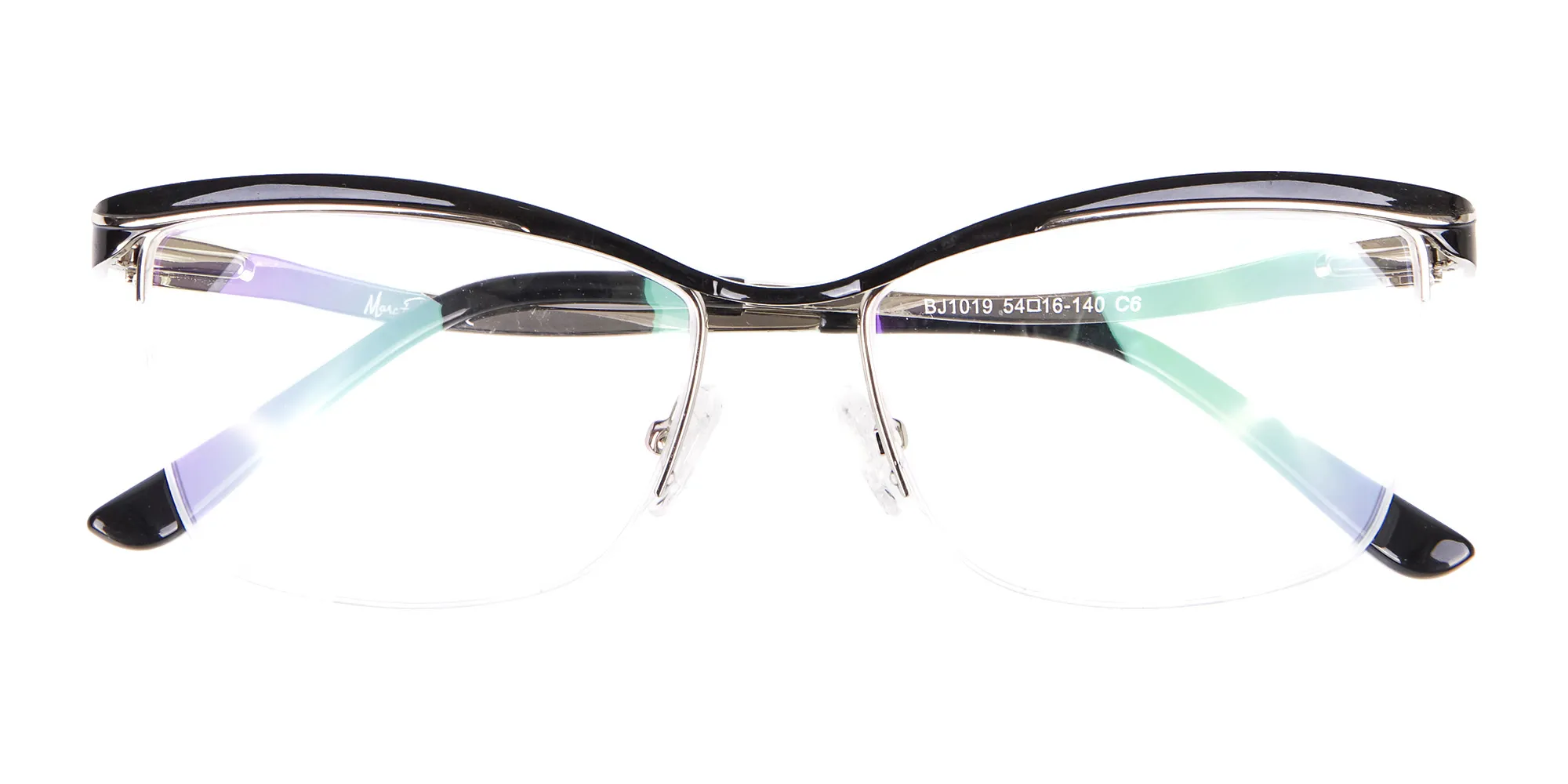 Woman Black Half-Rimmed Designer Glasses UK-2