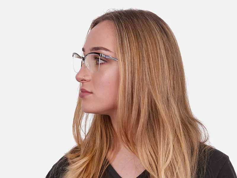 Woman Black Half-Rimmed Designer Glasses UK-2