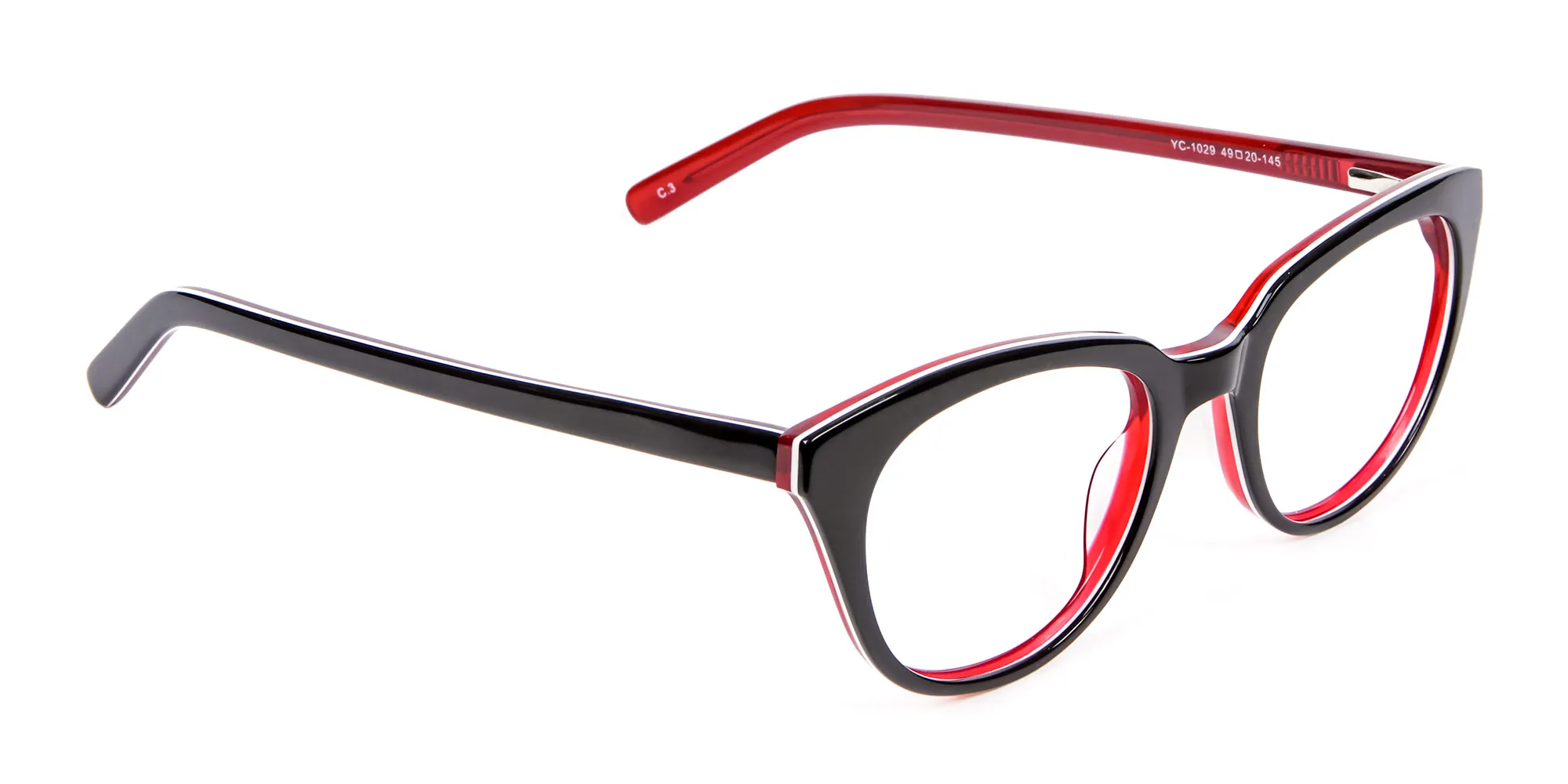 Fresh Look Cat Eye Glasses with Red and Black - 1