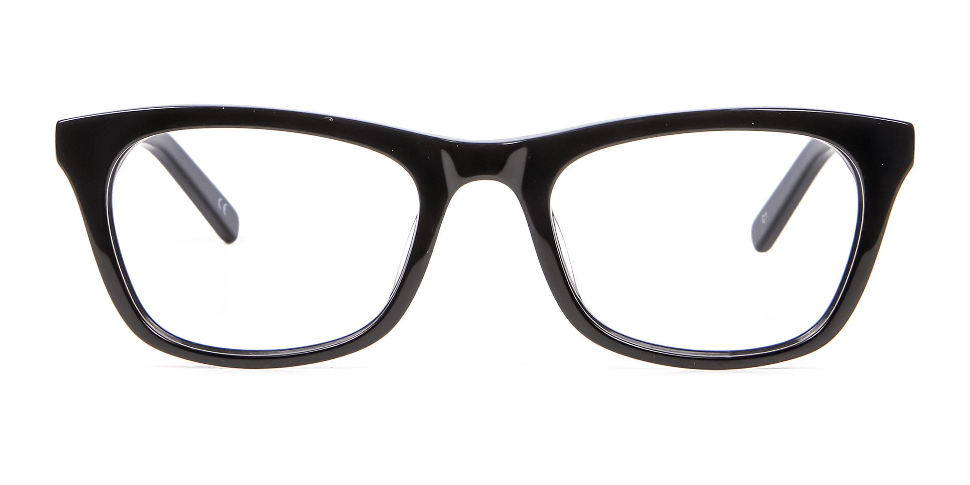 Glossy Black Glasses Frame in Cat-Eye and Square