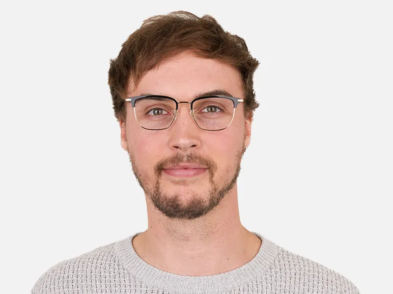 Wayfarer Browline Gold & Black Large Frame Glasses - 2