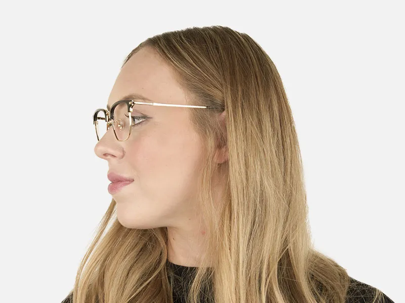 Wayfarer Browline Gold & Black Large Frame Glasses - 2