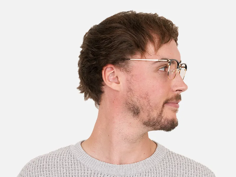 Wayfarer Browline Gold & Black Large Frame Glasses - 2