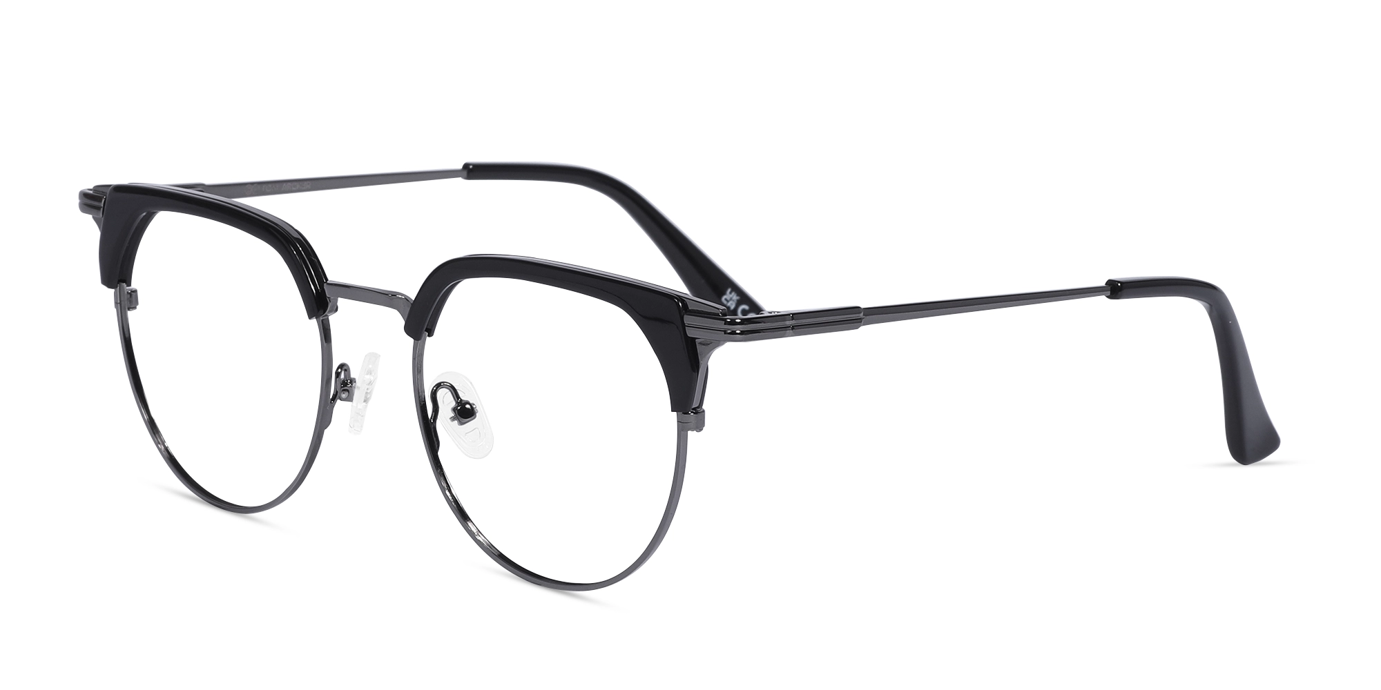 Black Gunmetal Browline Glasses 1