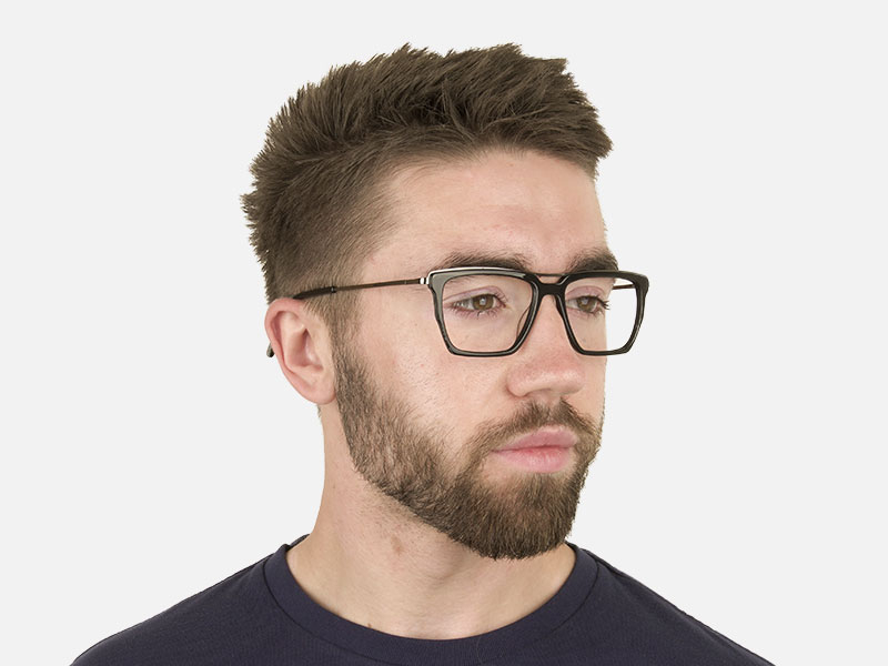 Black & Gunmetal Mixed Material Eye Frame - 1