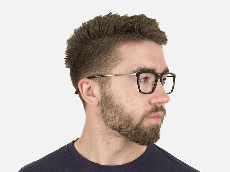 Black & Gunmetal Mixed Material Eye Frame - 1