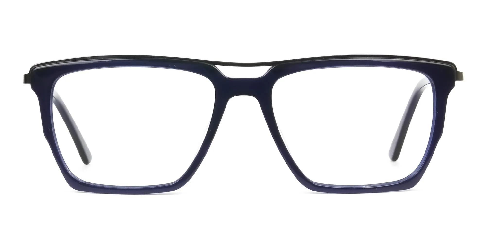 Mixed Material Glasses in Gunmetal Navy Blue - 2
