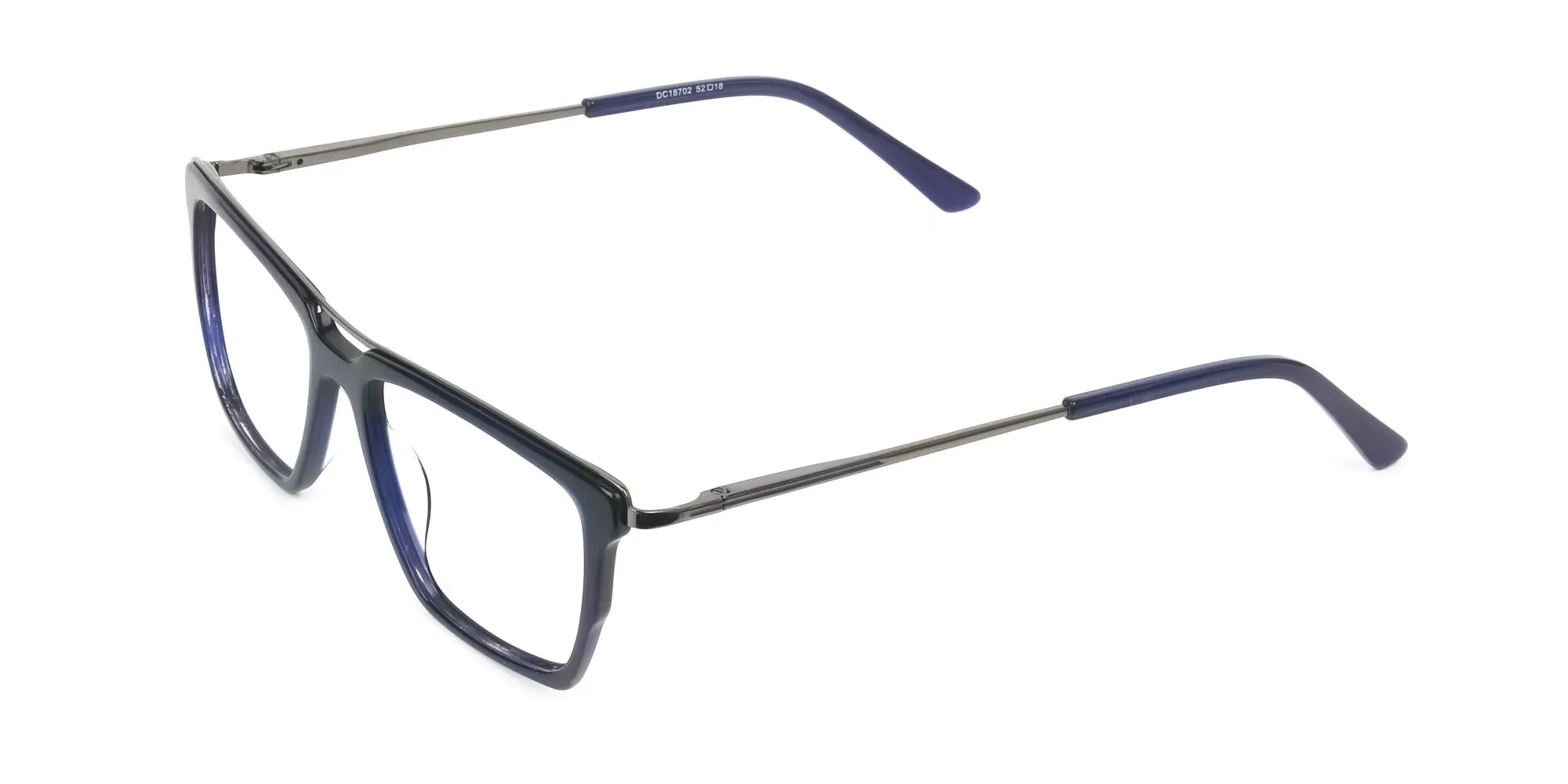 Mixed Material Glasses in Gunmetal Navy Blue - 2