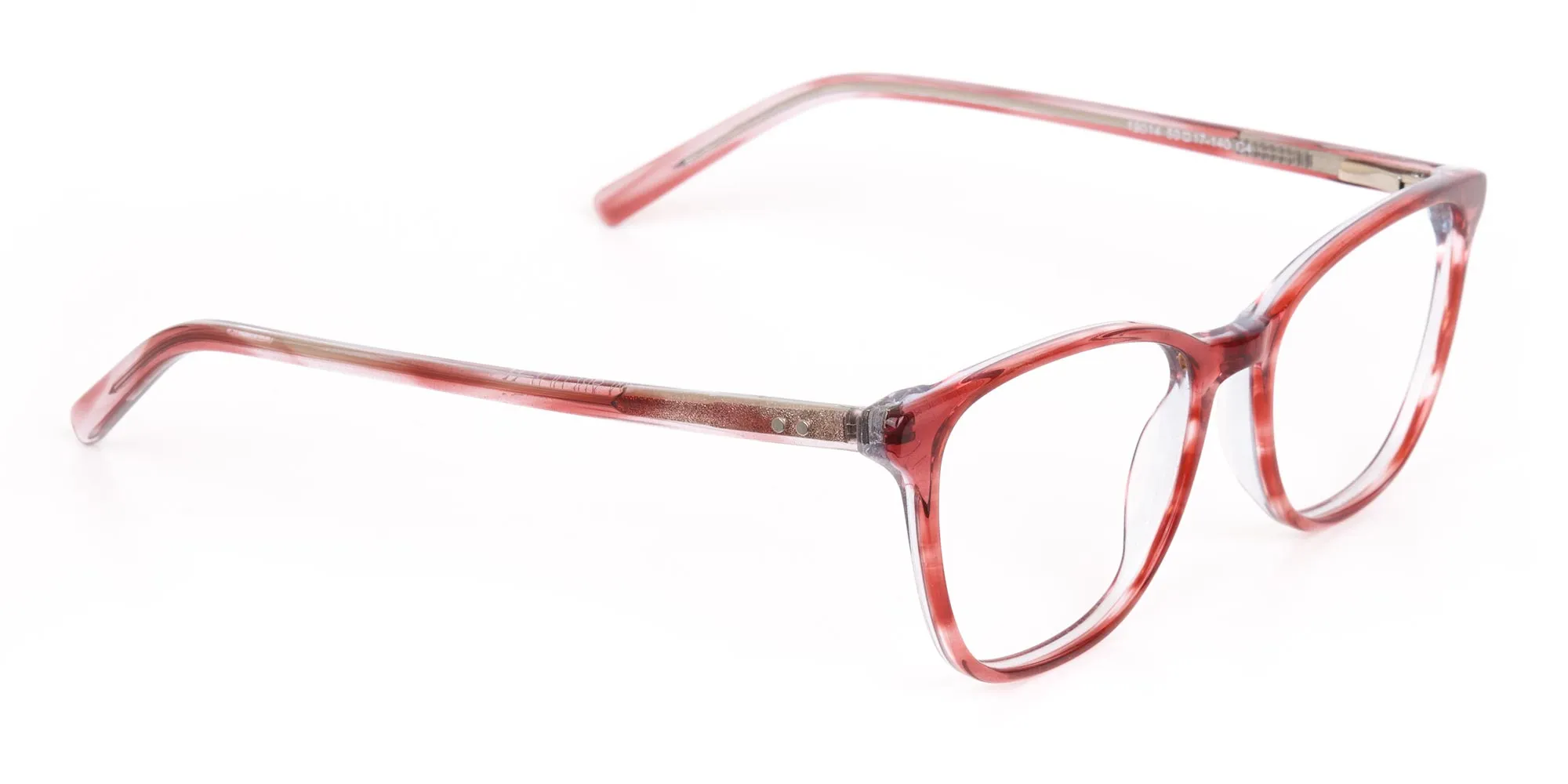 Translucent Rose Red square Acetate Glasses-2