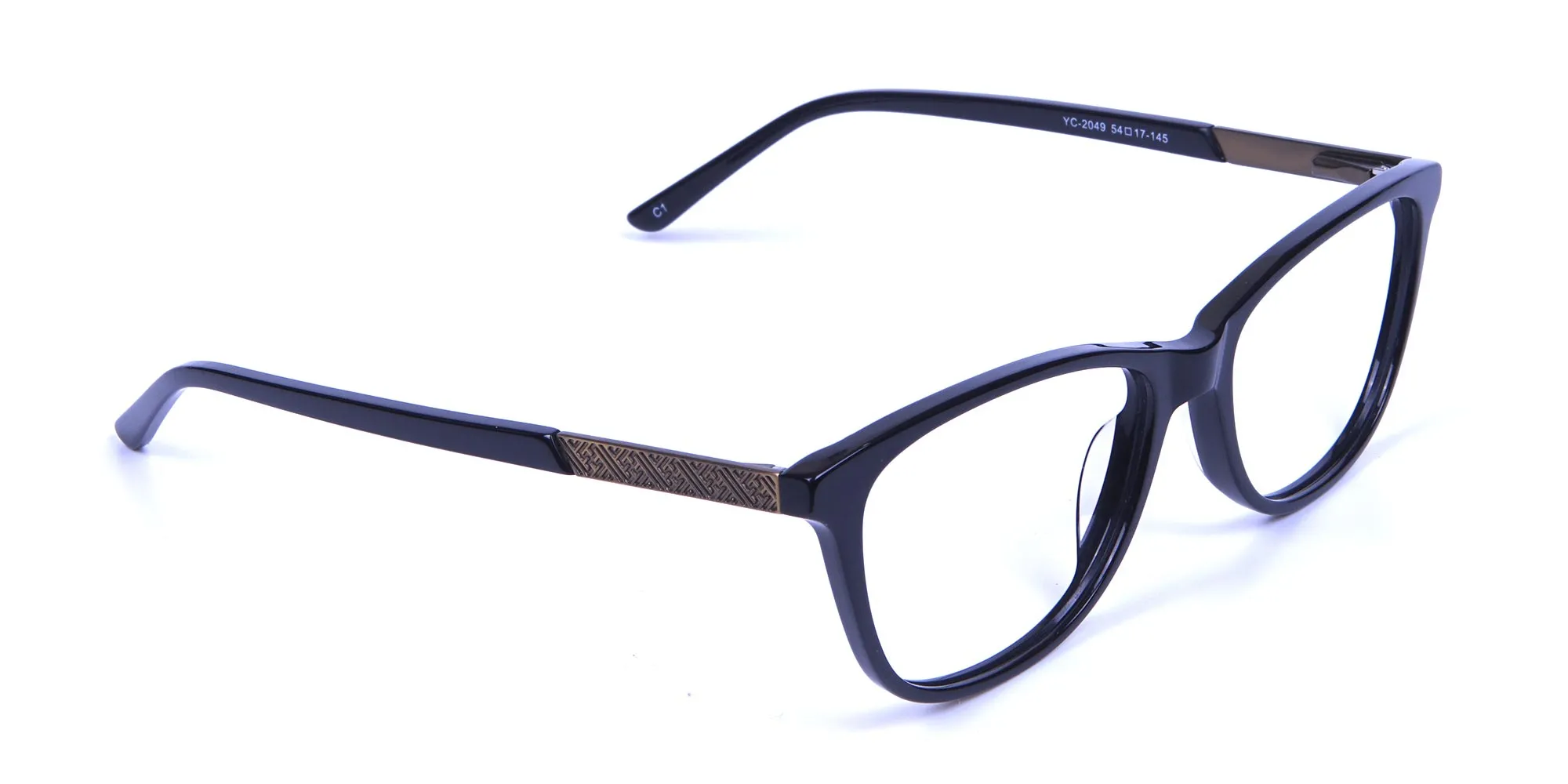 Black and Bronze Cat Eye Style Glasses - 1
