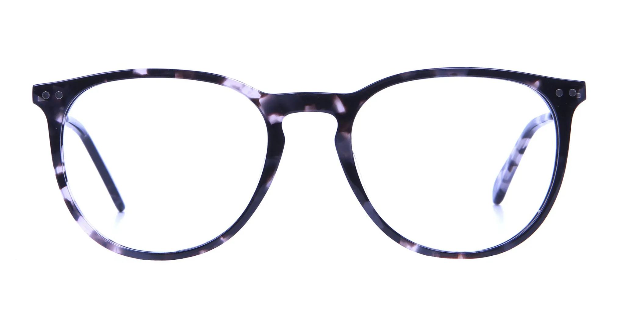 Black and Grey Round Tortoiseshell Eyeglasses -1