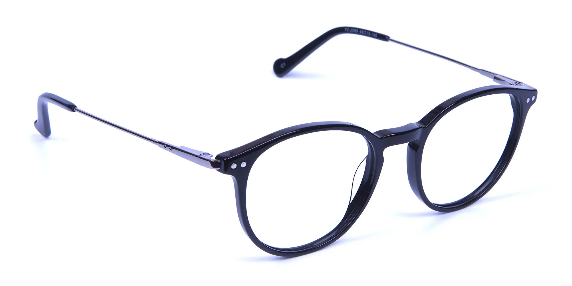 Black Round Frames with Gunmetal Sides -1