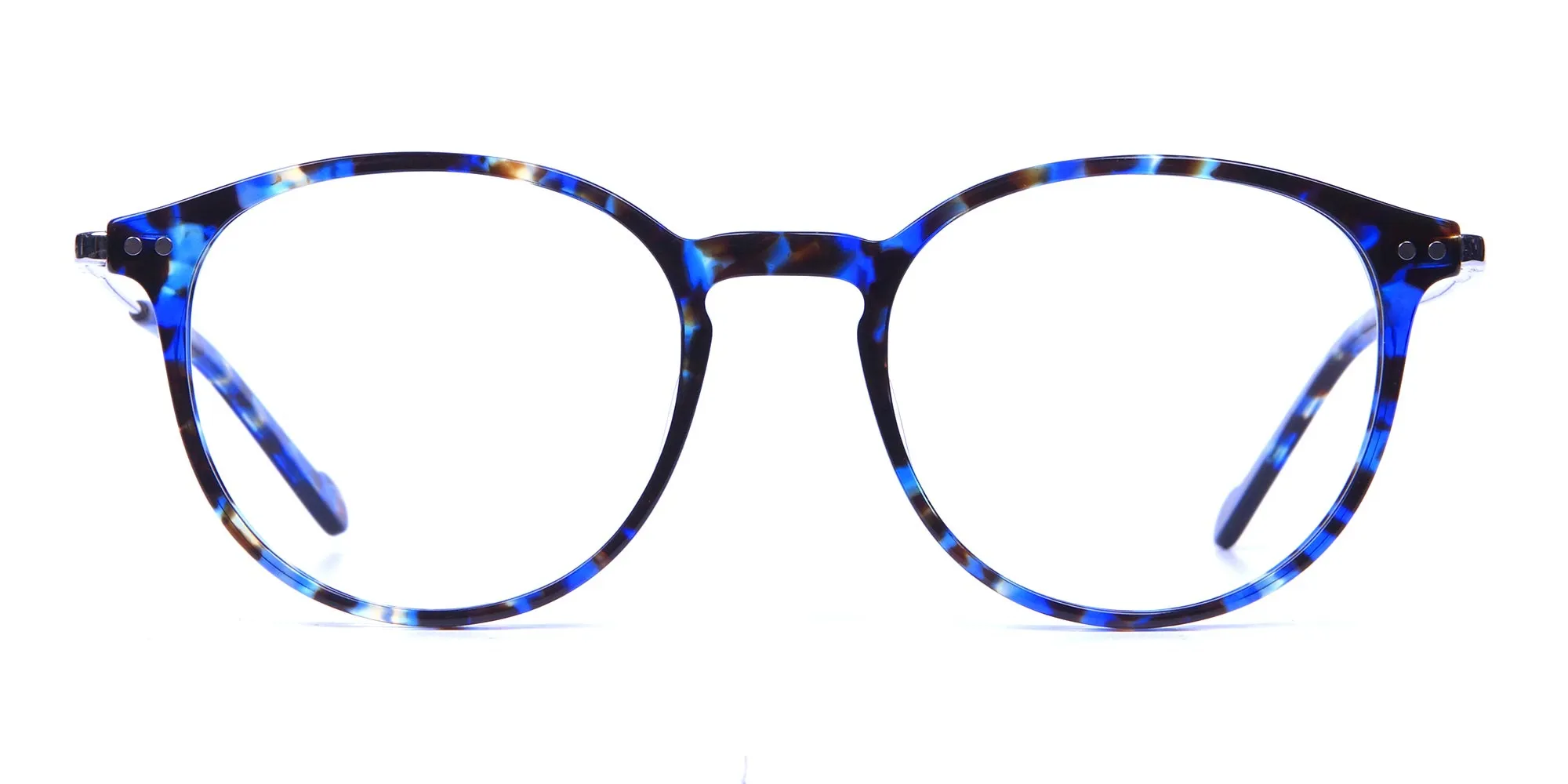 Ocean Blue Tortoise Glasses in Round -1