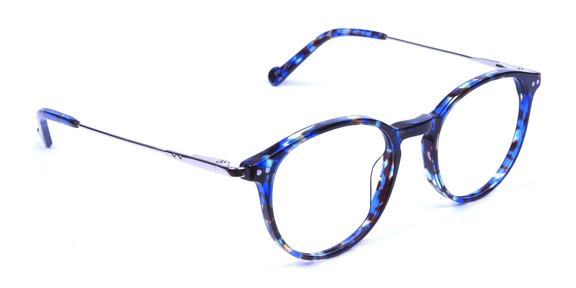 Ocean Blue Tortoise Glasses in Round -1