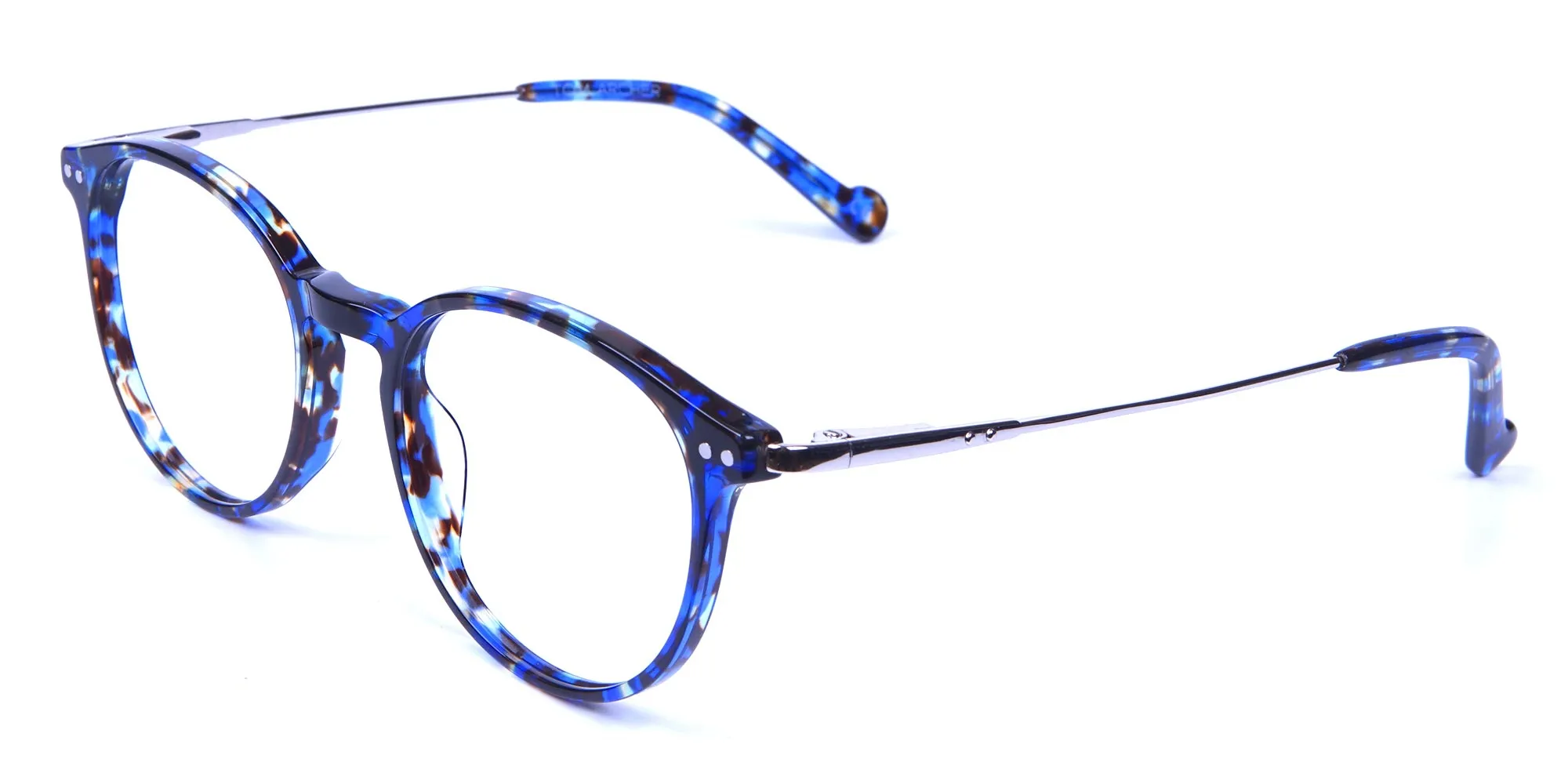 Ocean Blue Tortoise Glasses in Round -1