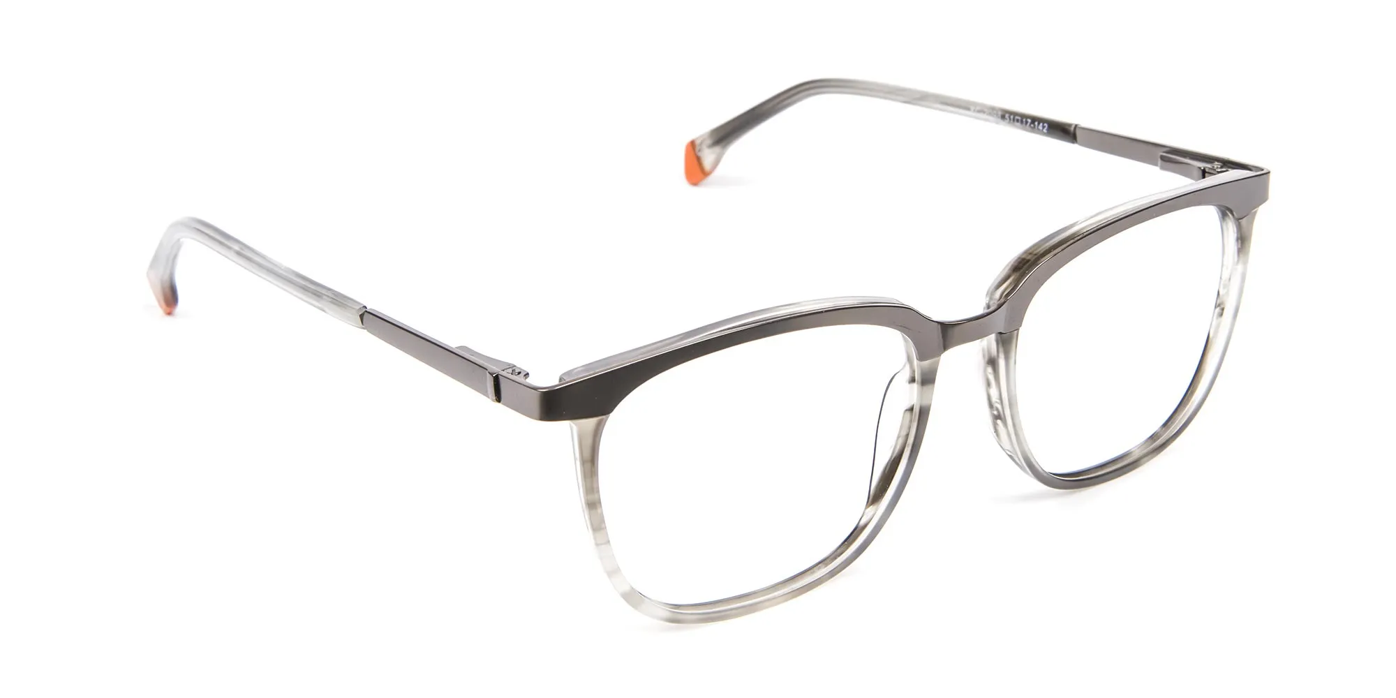 Silver Grey Square Glasses - 1