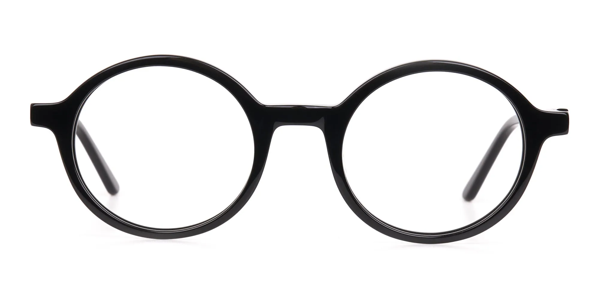 Black Round Acetate Eyeglasses Frame Unisex-2
