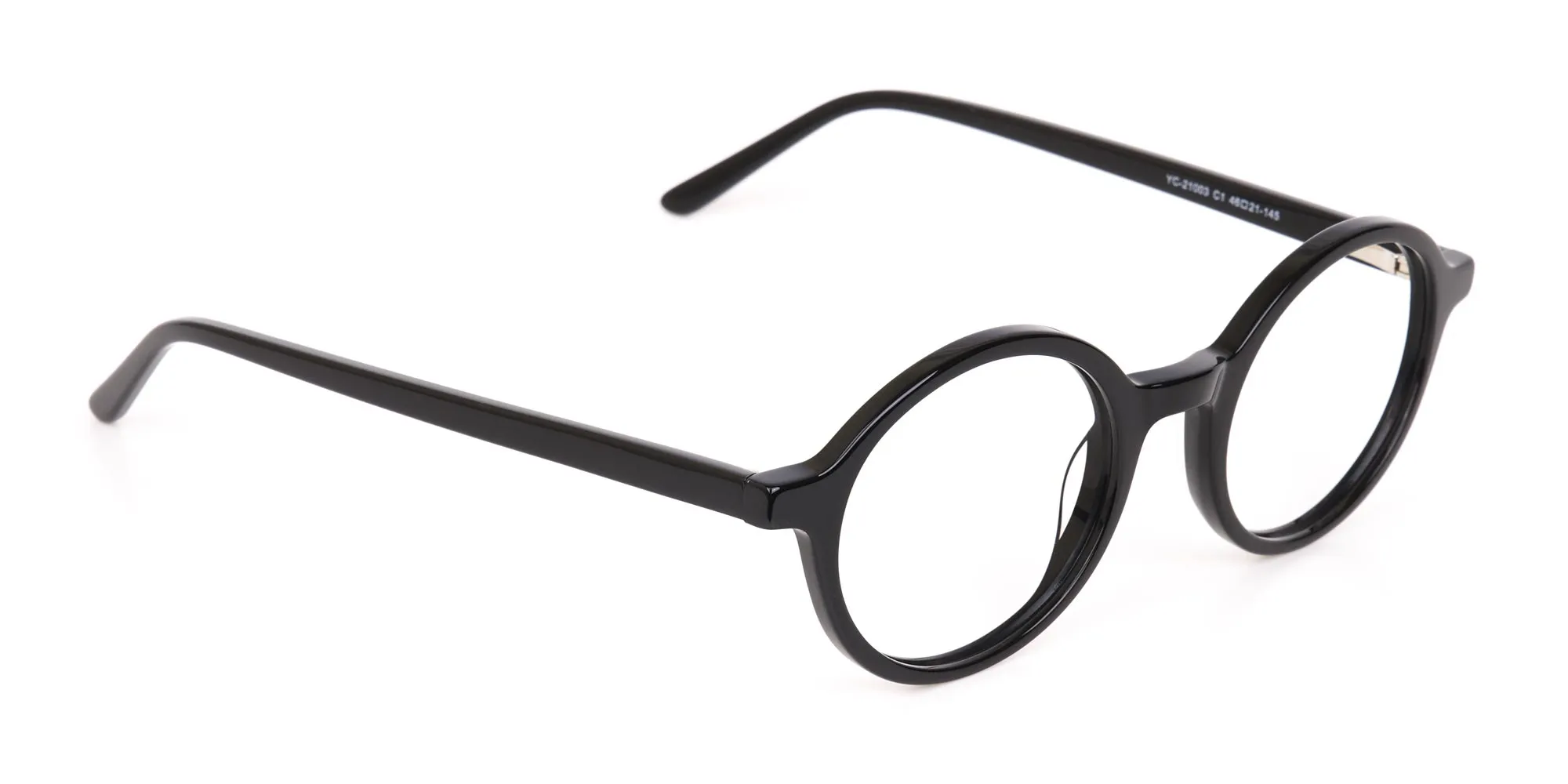 Black Round Acetate Eyeglasses Frame Unisex-2