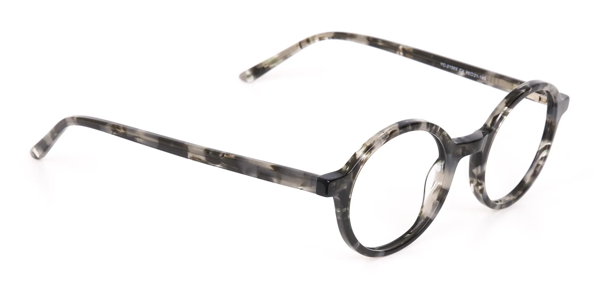 Marble Grey Acetate Round Eyeglasses Unisex-2