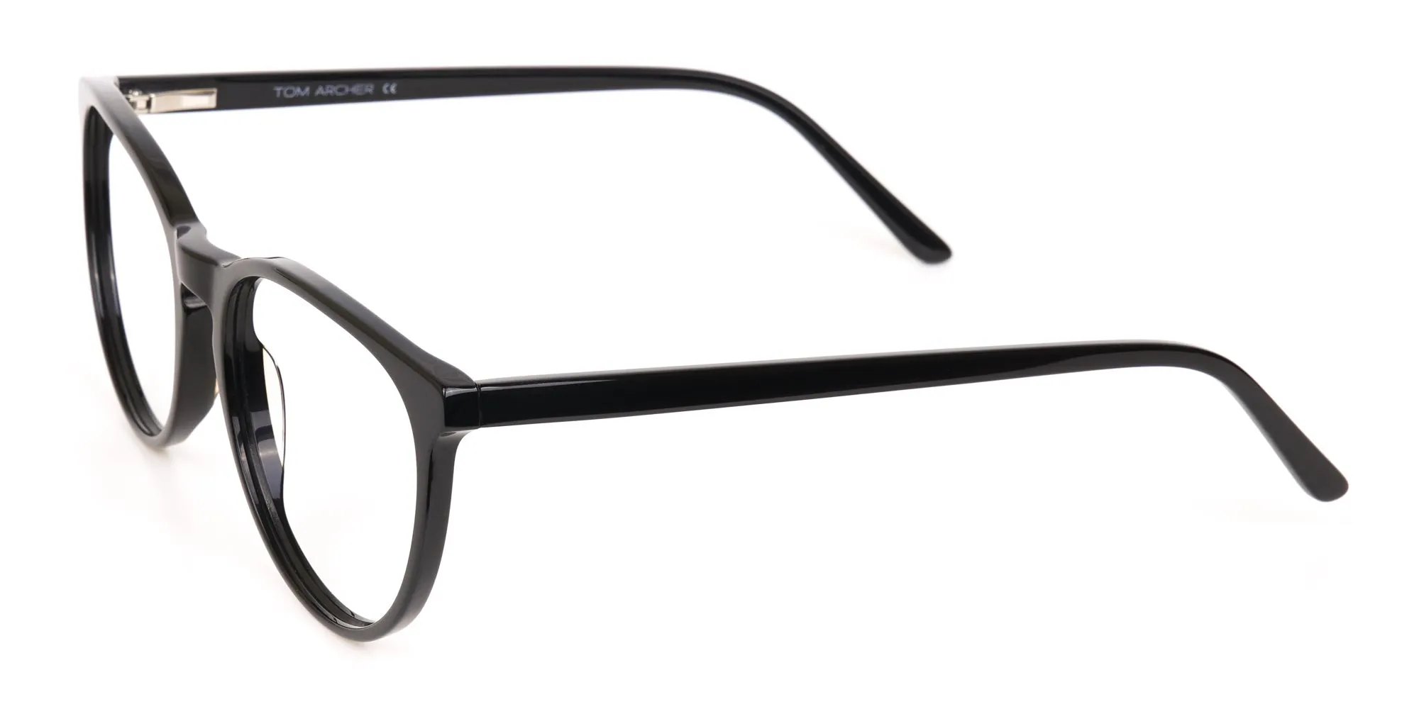 Black Acetate Round Eyeglasses Frame Unisex-2