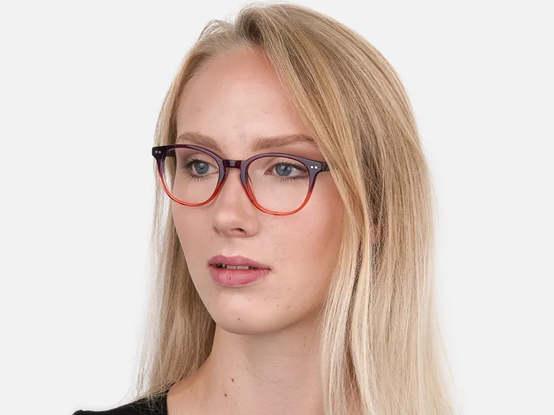 WESTON 1 - Round Spectacles in Two-Tone Purple & Orange Shade | Specscart.®