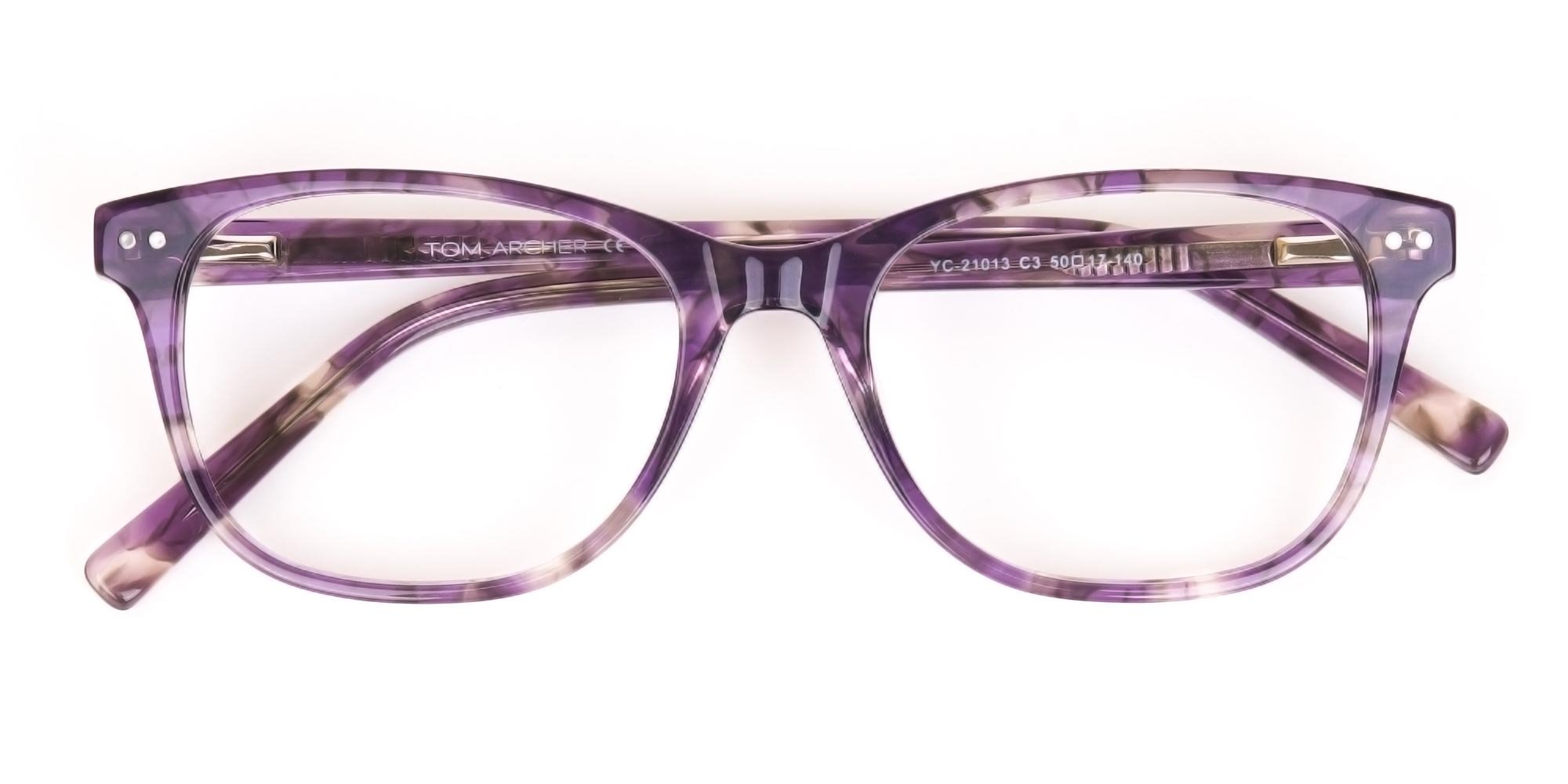 Violet Purple Marble Acetate Rectangle Glasses-3