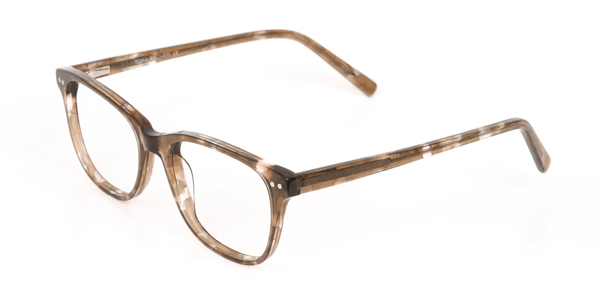 Beige Tortoise Acetate Rectangle Glasses Unisex-3