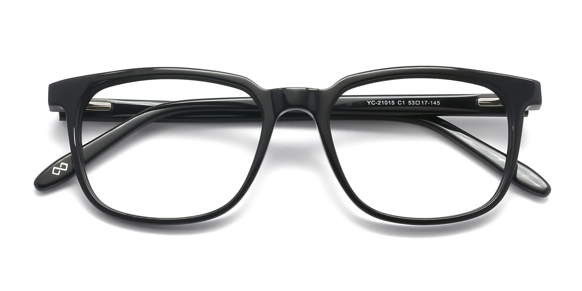 Black Acetate Rectangle Glasses Frame Unisex-2
