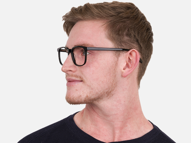 Black Acetate Rectangle Glasses Frame Unisex-1