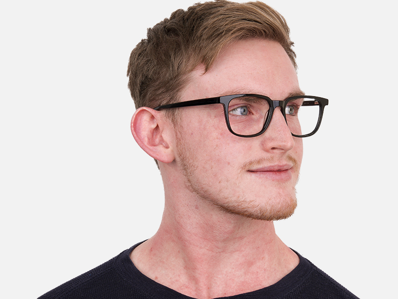 Black Acetate Rectangle Glasses Frame Unisex-1