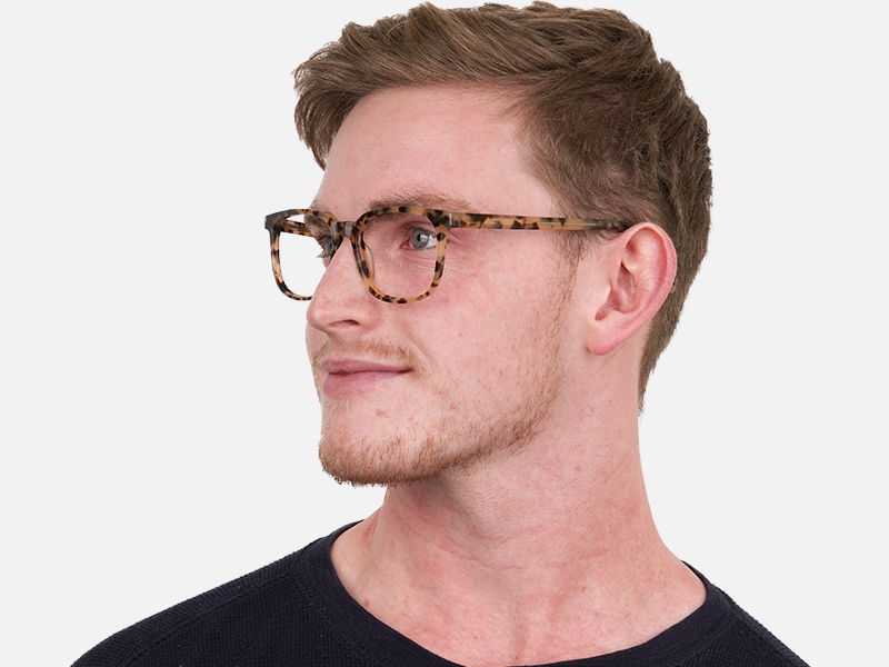 Cream Tortoise Rectangular Glasses Acetate Unisex-1