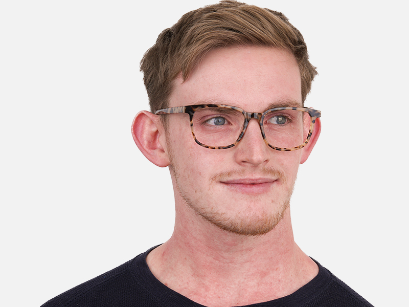 Cream Tortoise Rectangular Glasses Acetate Unisex-1