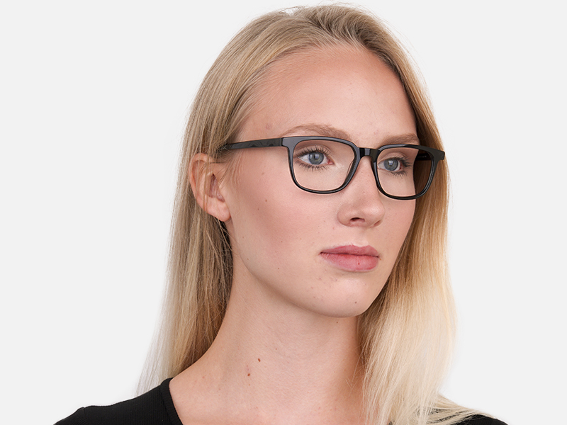 Black Acetate Rectangle Glasses Frame Unisex-1