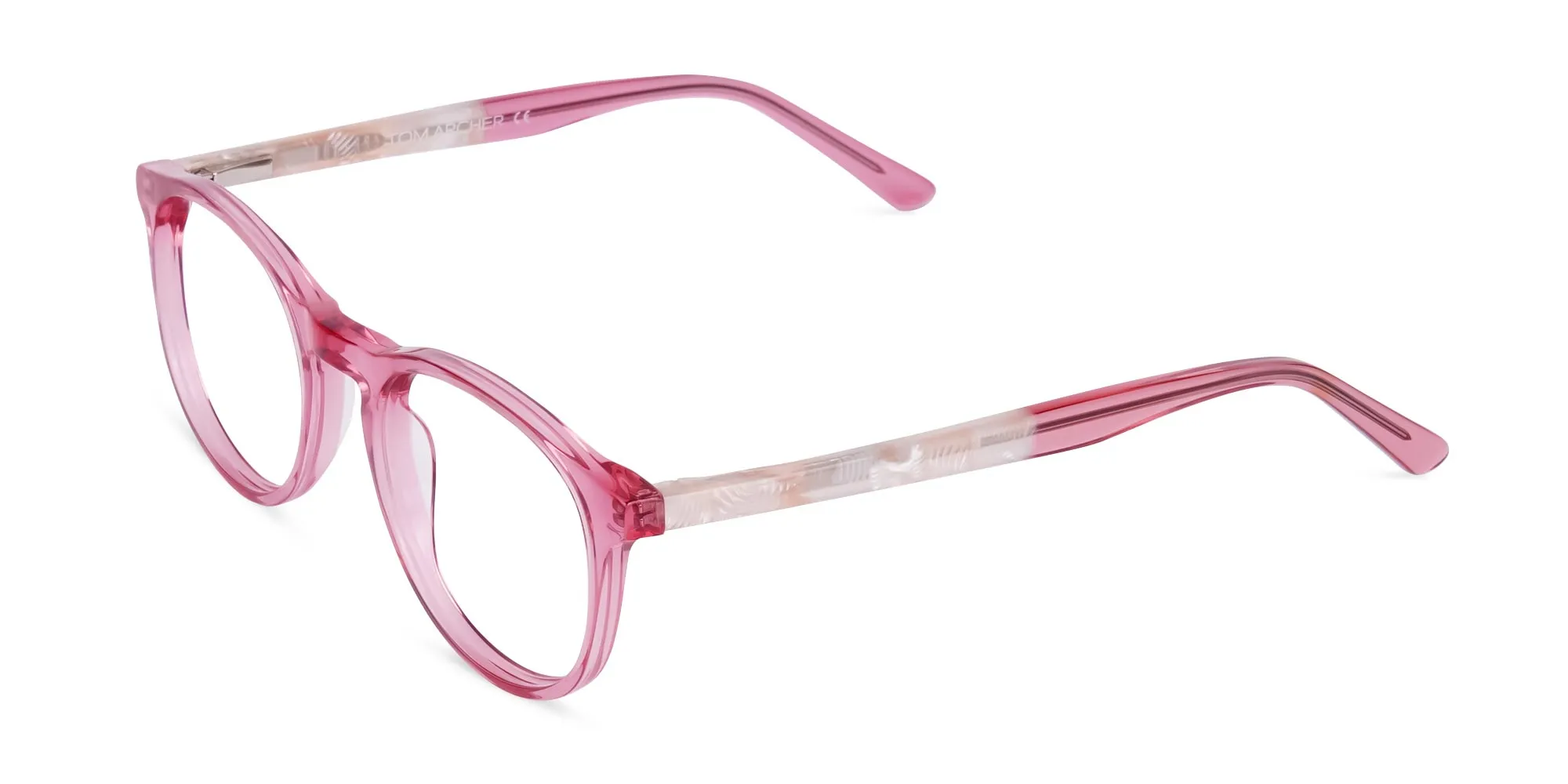 Crystal and Pink Round Glasses Frame-2