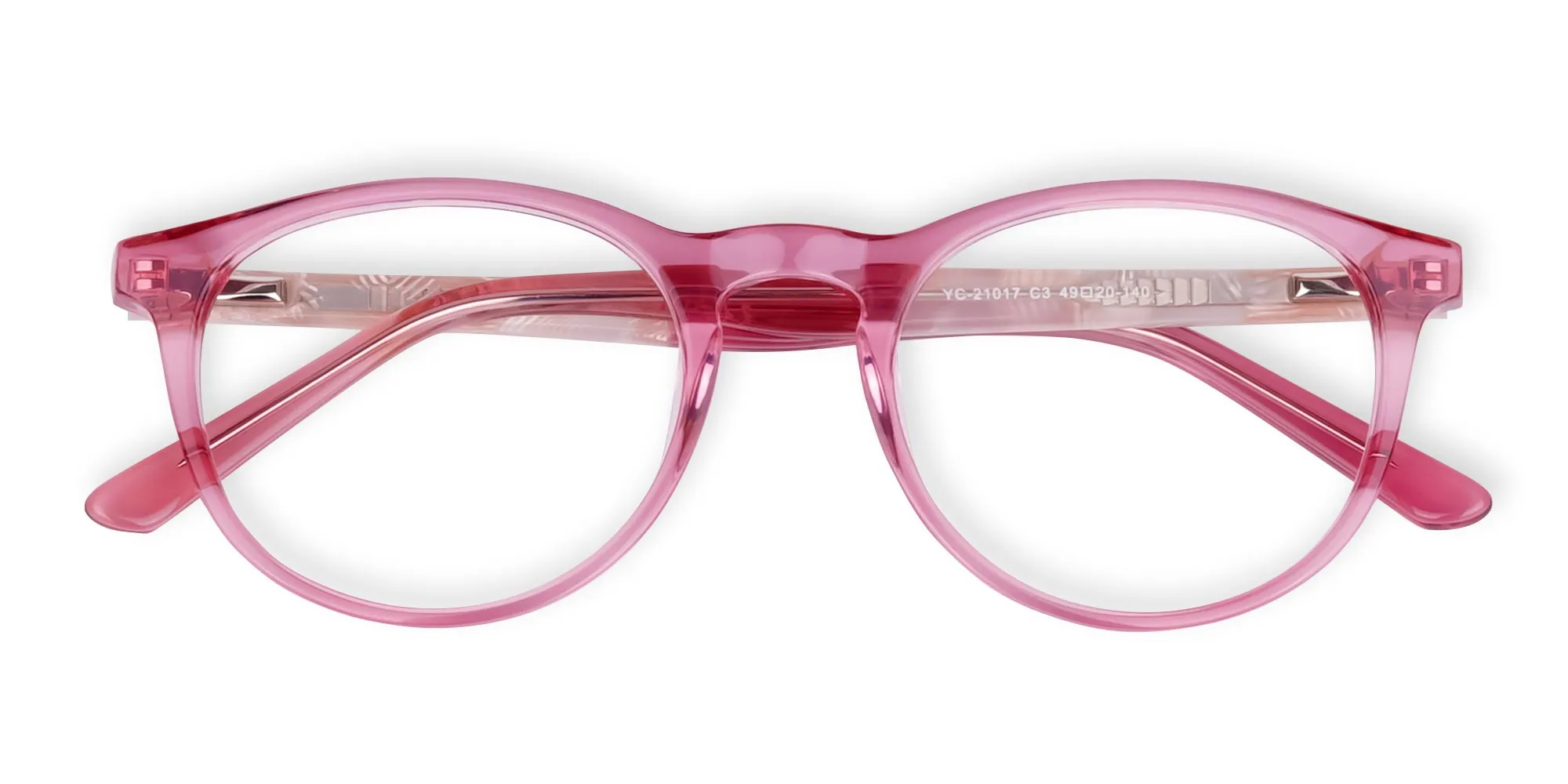 Crystal and Pink Round Glasses Frame-2