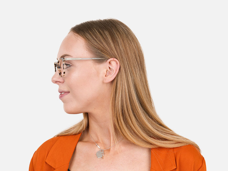 Crystal Teal Green Creamy Tortoise Glasses - 1