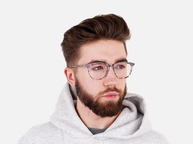Round Marble Grey Glasses Frames - 2