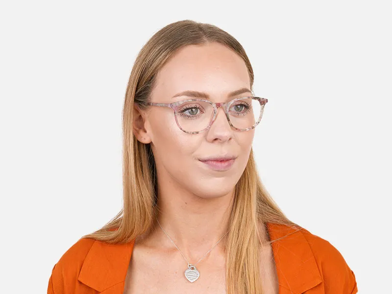 Round Marble Red Frames Glasses - 2
