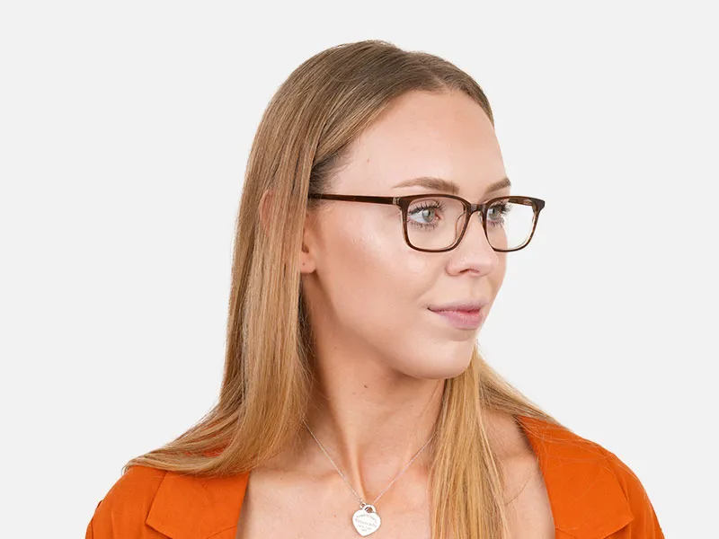 Hazel Brown Eyeglasses Rectangle & Acetate Frame - 2