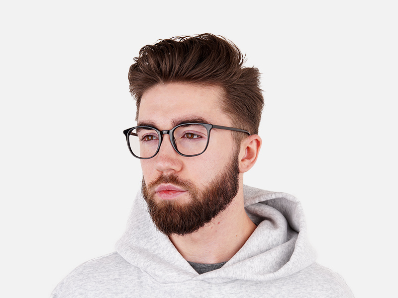 Black Wayfarer Glasses Thin Frame - 1