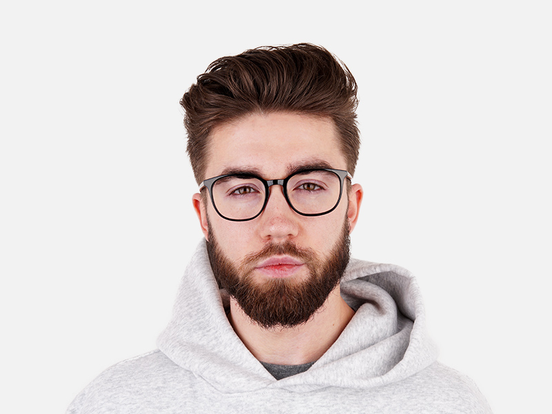 Black Wayfarer Glasses Thin Frame - 1