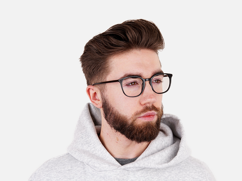 Black Wayfarer Glasses Thin Frame - 1
