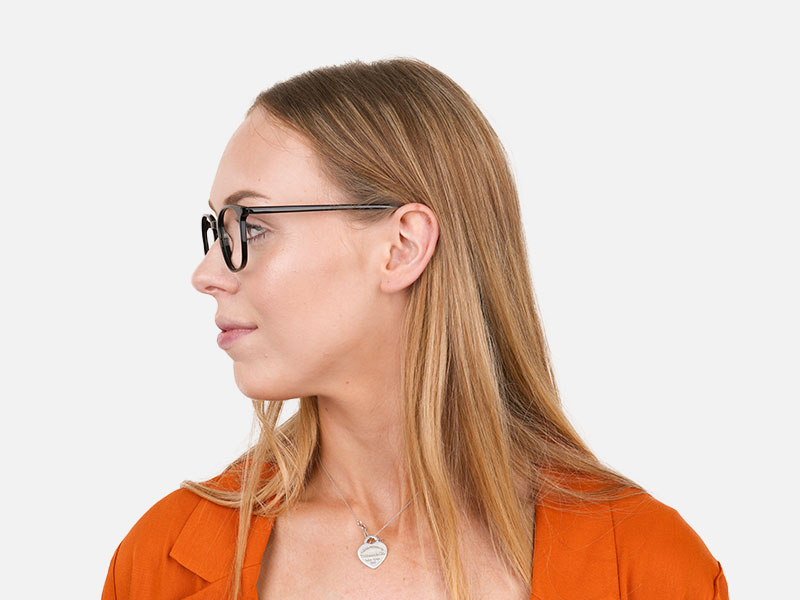 Black Wayfarer Glasses Thin Frame - 1