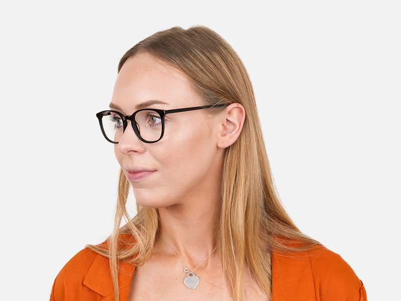 Black Wayfarer Glasses Thin Frame - 1