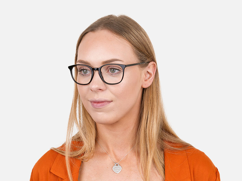 Black Wayfarer Glasses Thin Frame - 1