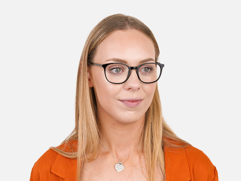 Black Wayfarer Glasses Thin Frame - 1