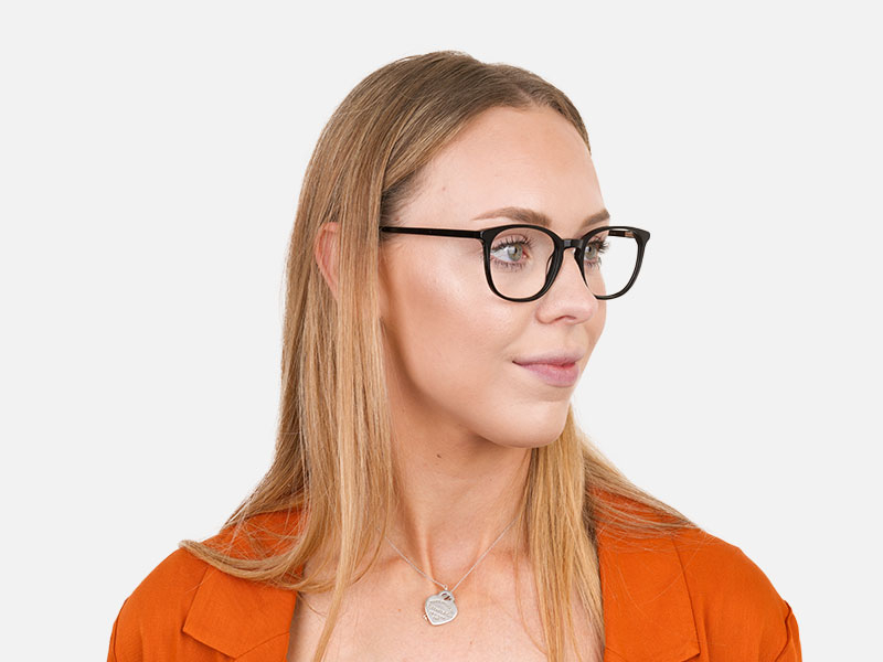 Black Wayfarer Glasses Thin Frame - 1
